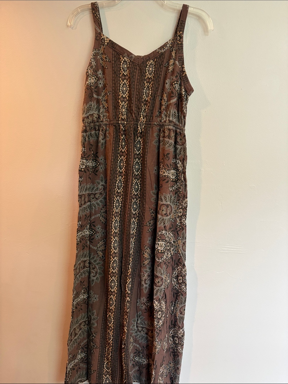 Sonoma Brown Printed Maxi Dress with Straps